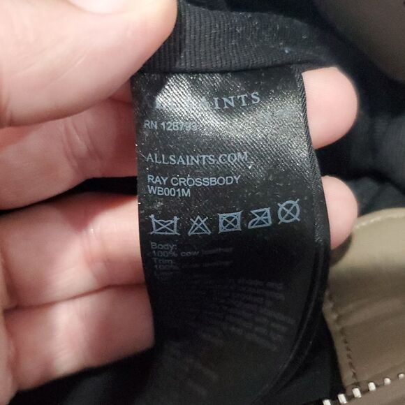 All Saints Ray Crossbody Nubuck Cow Leather Bag in Tan - Picture 14 of 16